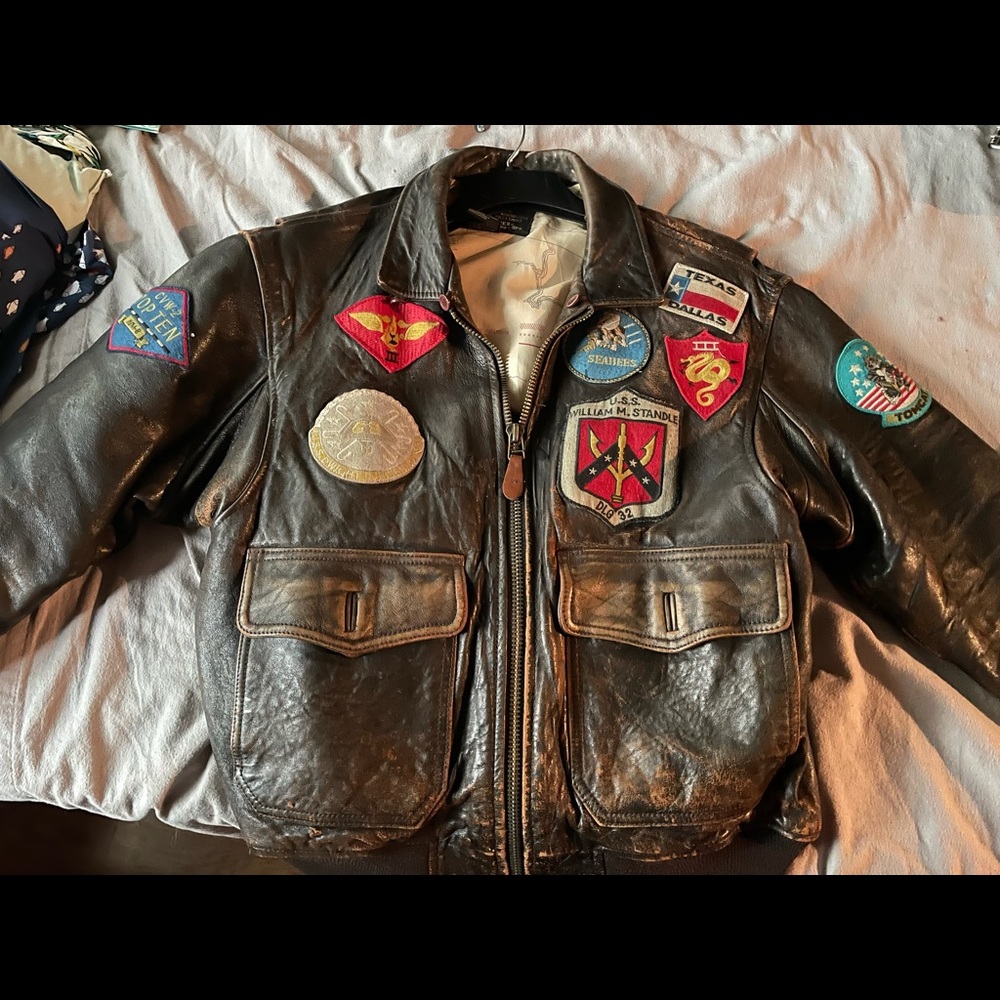 Top Gun Genuine Leather Bomber Jacket